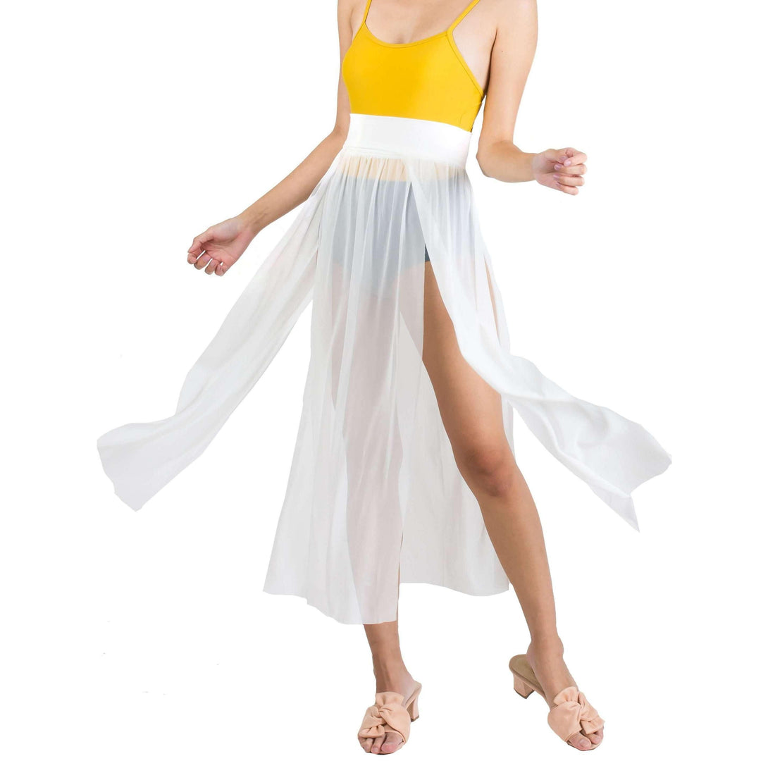 Pink N' Proper:Daeun Mesh Slit Maxi Beach Skirt in White
