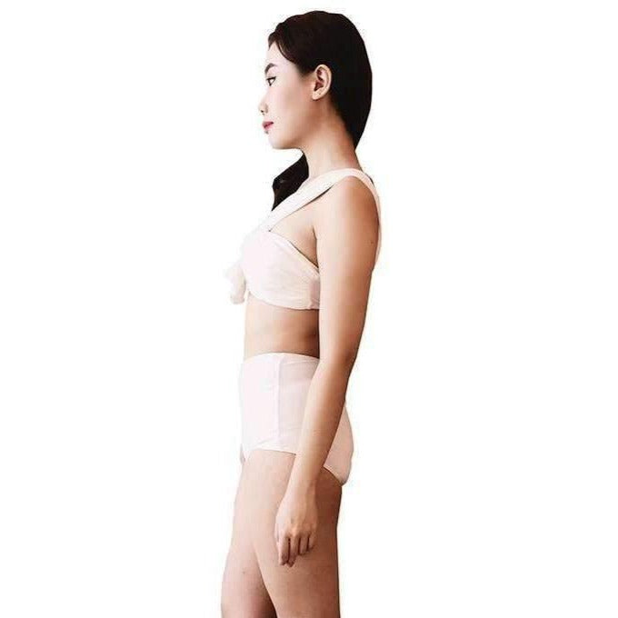Pink N' Proper:Phylonoe Toga Bandeau Retro High-Waist Bikini Set in White