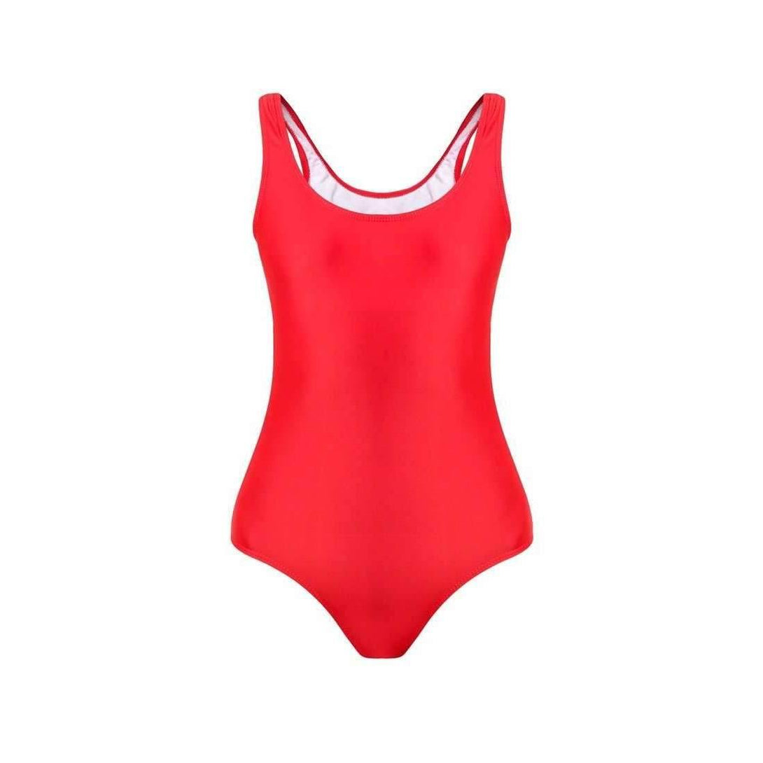 Pink N' Proper:Basic Bareback Swimsuit in Red