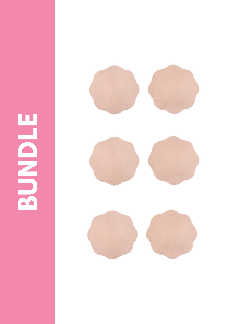 Ultimate Silicone Reusable Stick On Fabric Nipple Cover Bundle Pack Bundle Pack in Skin (Flower)(3 Pack) - Pink N' Proper