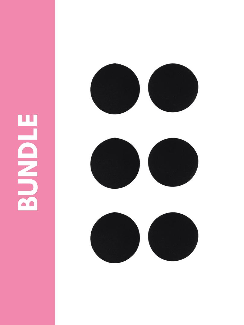 Ultimate Silicone Reusable Stick On Fabric Nipple Cover Bundle Pack in Black (Round)(3 Pack) - Pink N' Proper