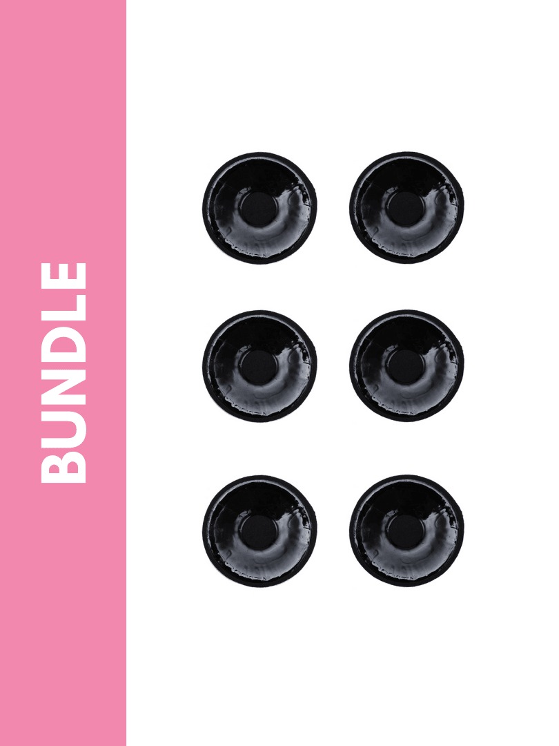 Ultimate Silicone Reusable Stick On Fabric Nipple Cover Bundle Pack in Black (Round)(3 Pack) - Pink N' Proper