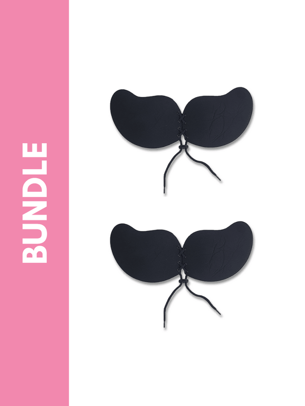 Ultimate Reusable Adhesive Drawstring Winged Enhancer Bundle Pack in Black (2 Pack) - Pink N' Proper