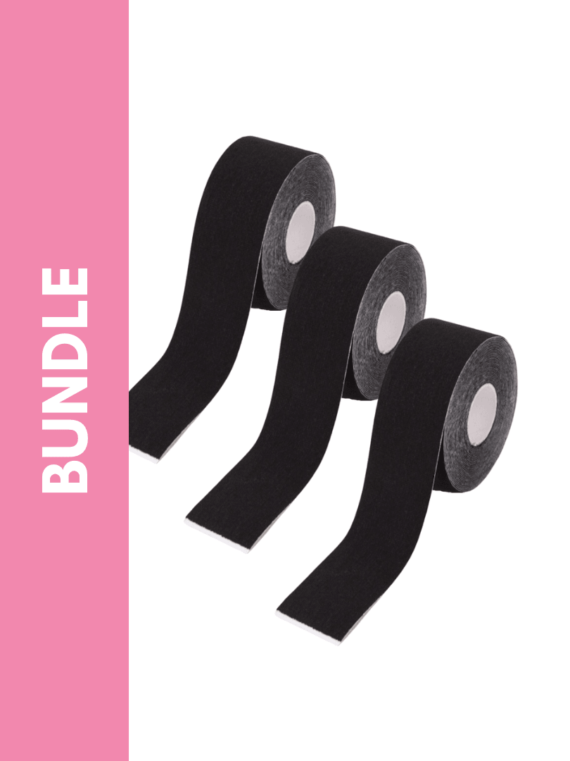 Ultimate Disposable Lift Up Boob Tape/Sports Tape Bundle Pack in Black (3 Pack) - Pink N' Proper