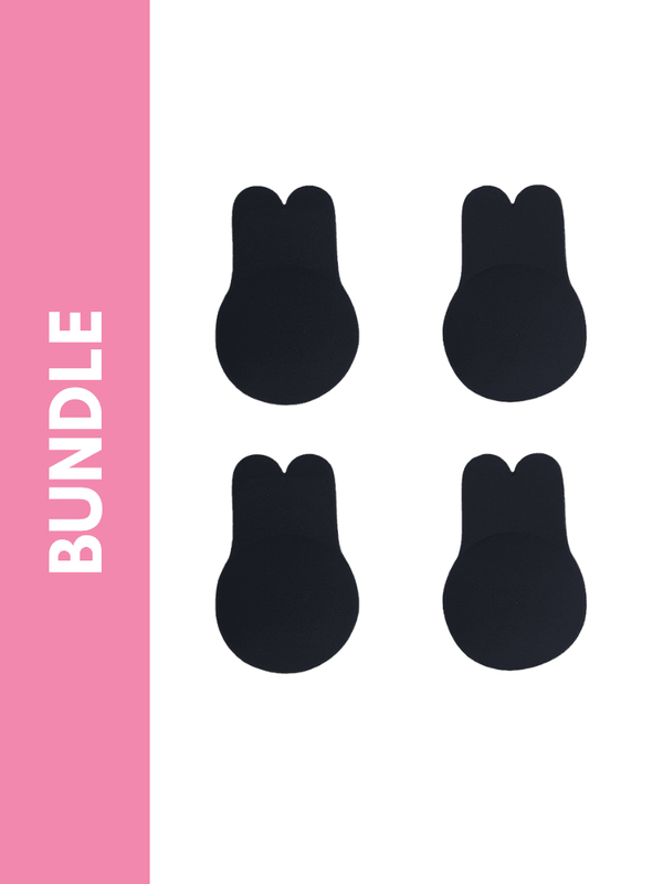 Ultimate Rabbit Ears Reusable Adhesive Boob Lift Up Bra Bundle Pack in Black (2 Pack) - Pink N' Proper