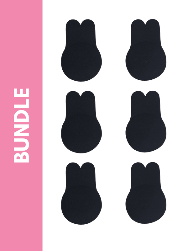Ultimate Rabbit Ears Reusable Adhesive Boob Lift Up Bra Bundle Pack in Black (3 Pack) - Pink N' Proper