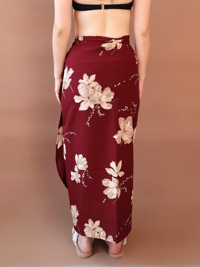 Galia Tropical Convertible Beach Sarong in Wine Red - Pink N' Proper