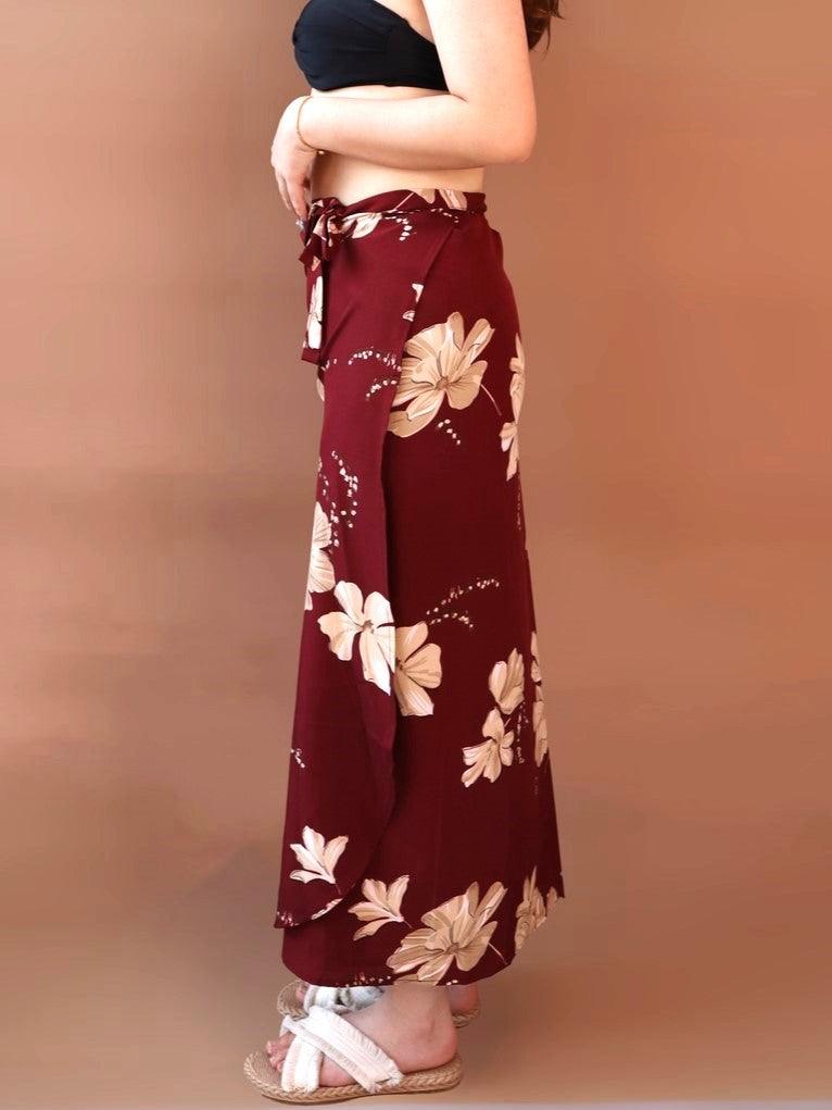 Galia Tropical Convertible Beach Sarong in Wine Red - Pink N' Proper