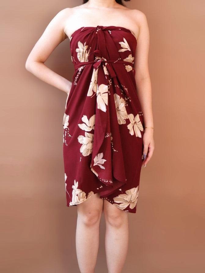 Galia Tropical Convertible Beach Sarong in Wine Red - Pink N' Proper
