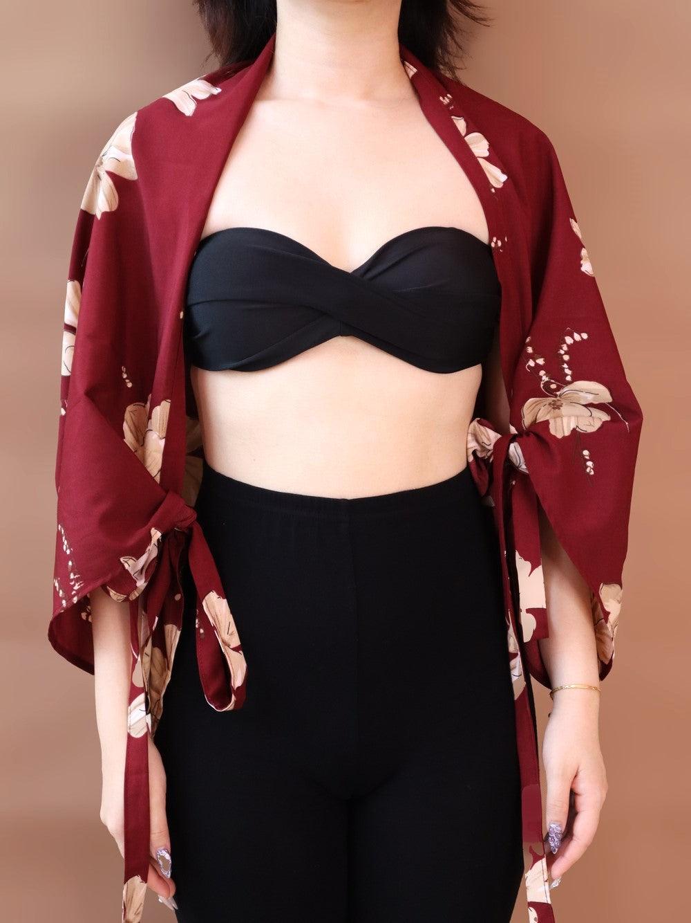 Galia Tropical Convertible Beach Sarong in Wine Red - Pink N' Proper
