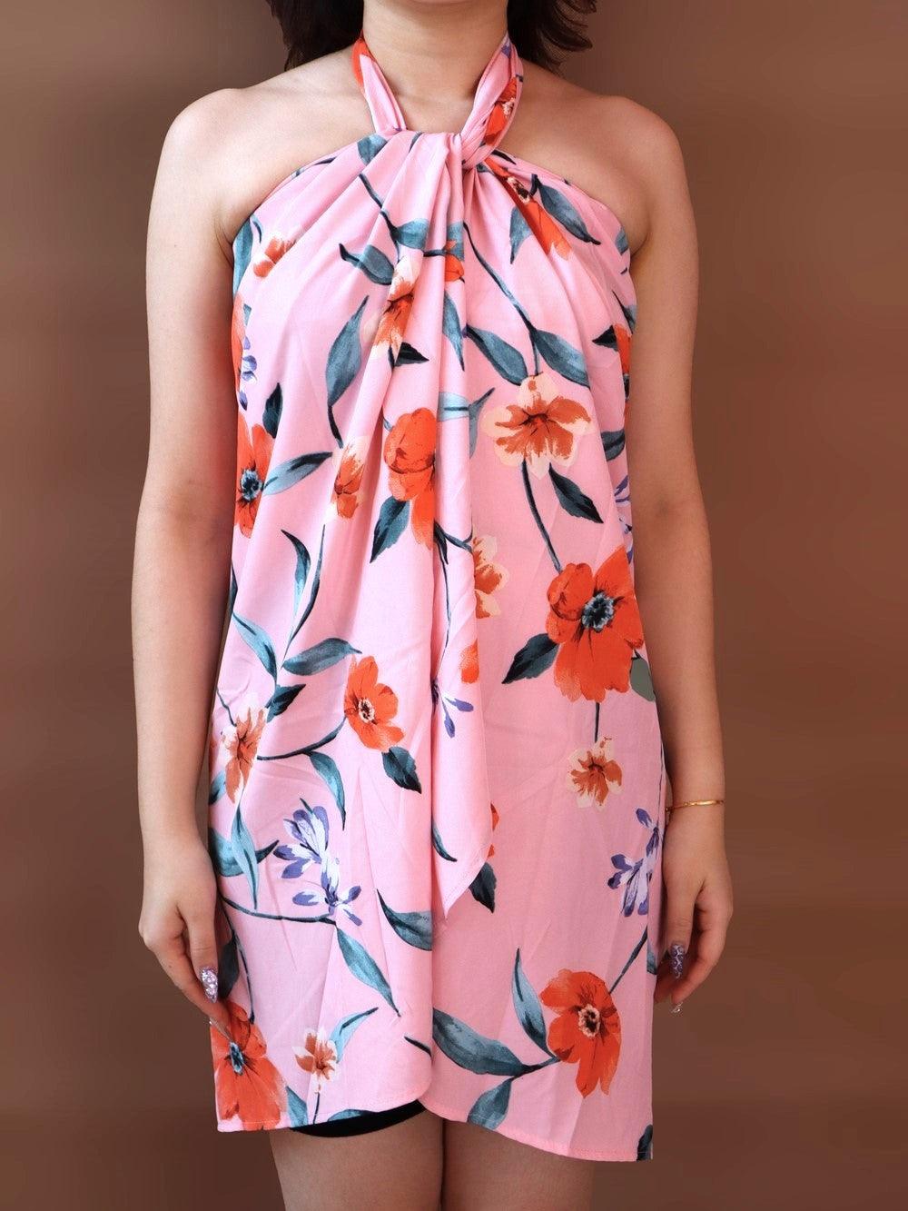 Galia Tropical Convertible Beach Sarong in Barbie Pink - Pink N' Proper