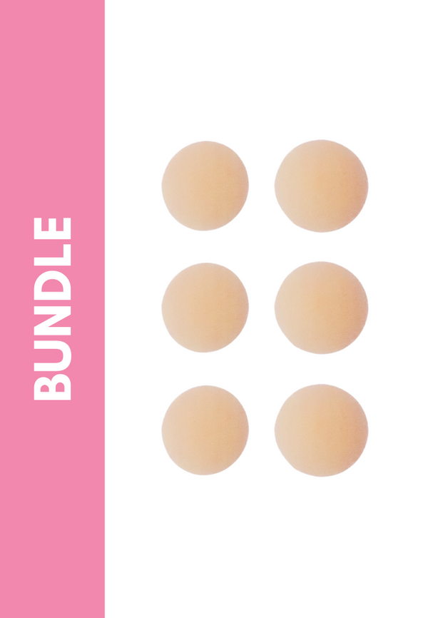 Ultimate Silicone Reusable Seamless Waterproof Stick On Nipple Pasties Bundle Pack in Skin (Round)(3 Pack)