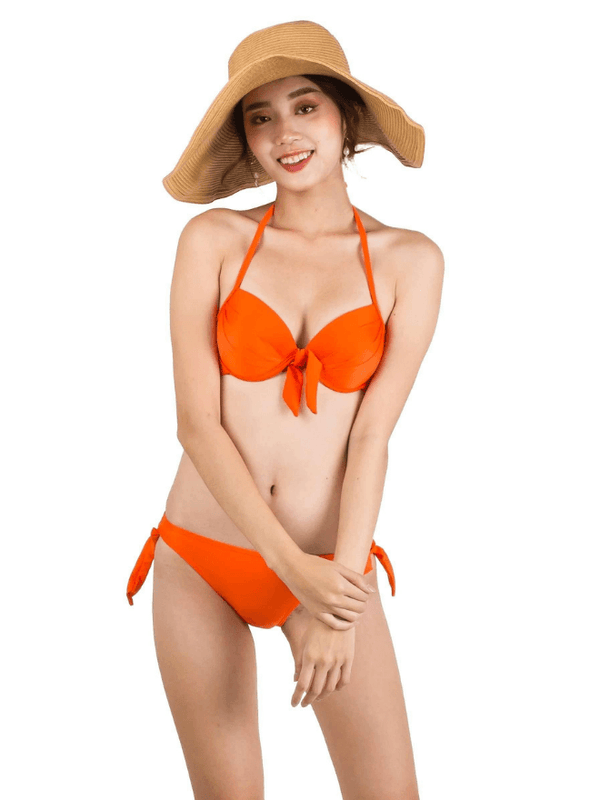 Basic Push Up Underwire Bikini in Orange - Pink N' Proper