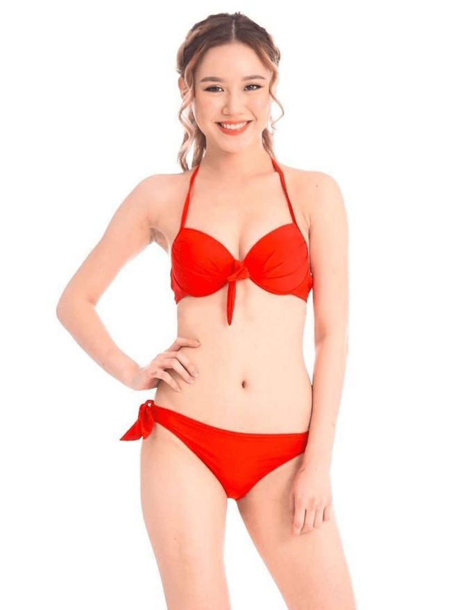 Basic Push Up Underwire Bikini in Red - Pink N' Proper