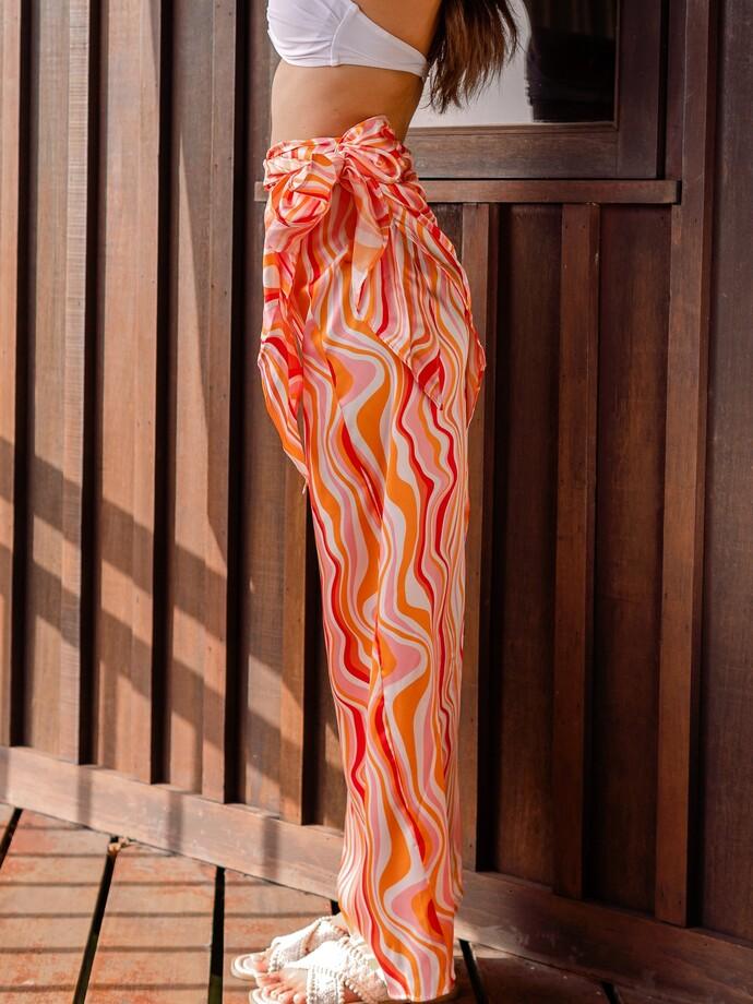 Ruby Swirl Sarong in Orange Red - Pink N' Proper