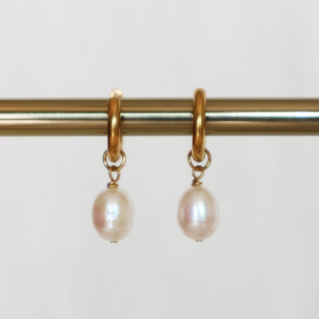 Freshwater Pearl Huggies Earrings - Pink N' Proper