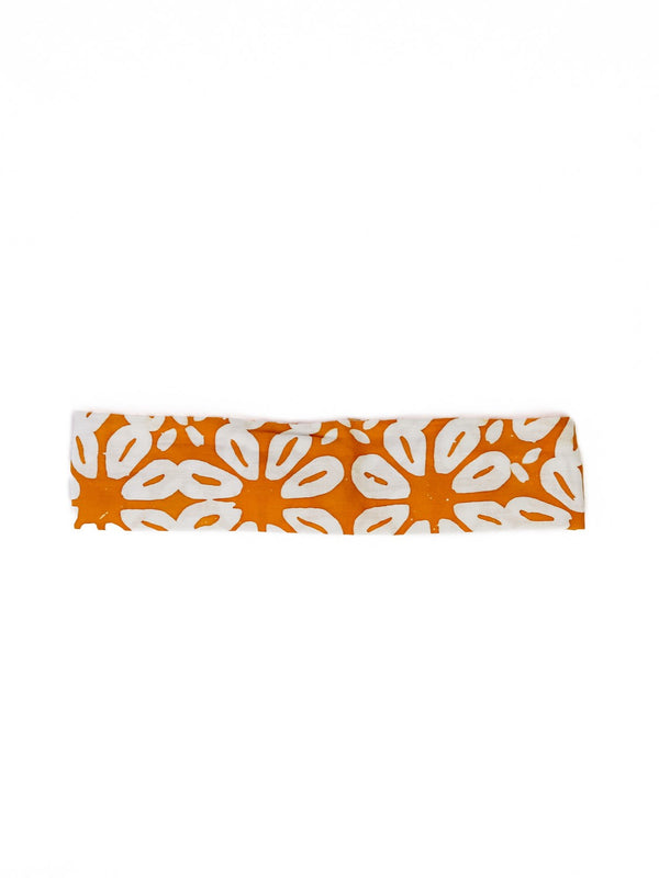 JUST MAR'S Hand Stamped Batik Headband in Mustard Yellow