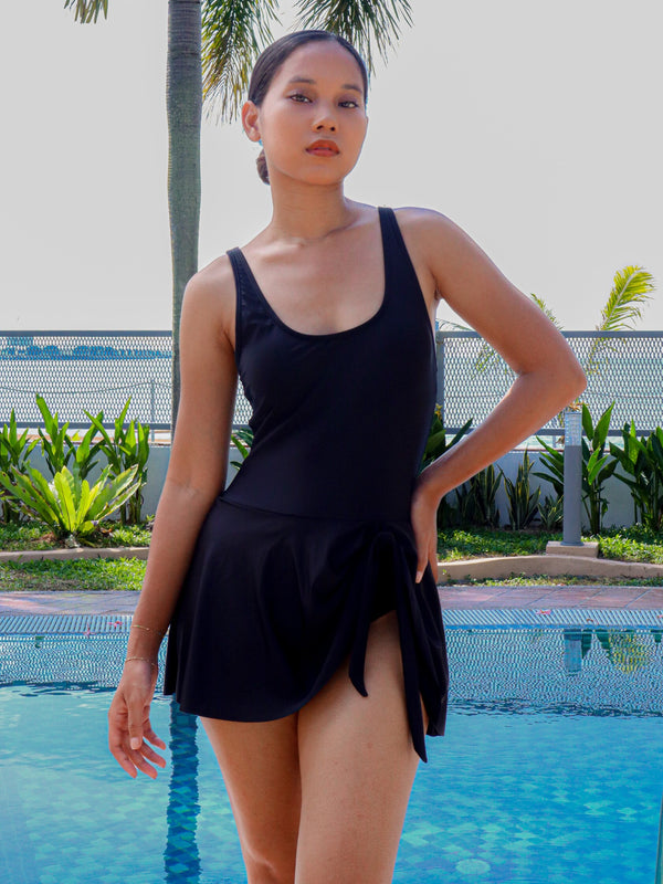 Sylvie Swimsuit Dress in Black