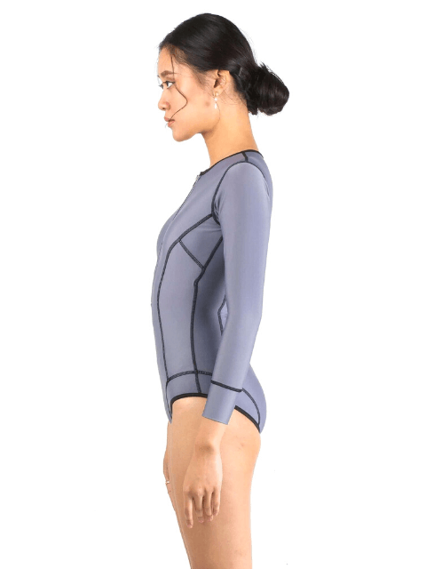 Jae Long Sleeve Bodysuit Rash Guard in Grey - Pink N' Proper