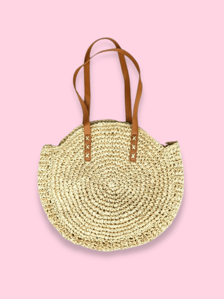 Padma Beach Shoulder Handbag with Zip in Beige - Pink N' Proper