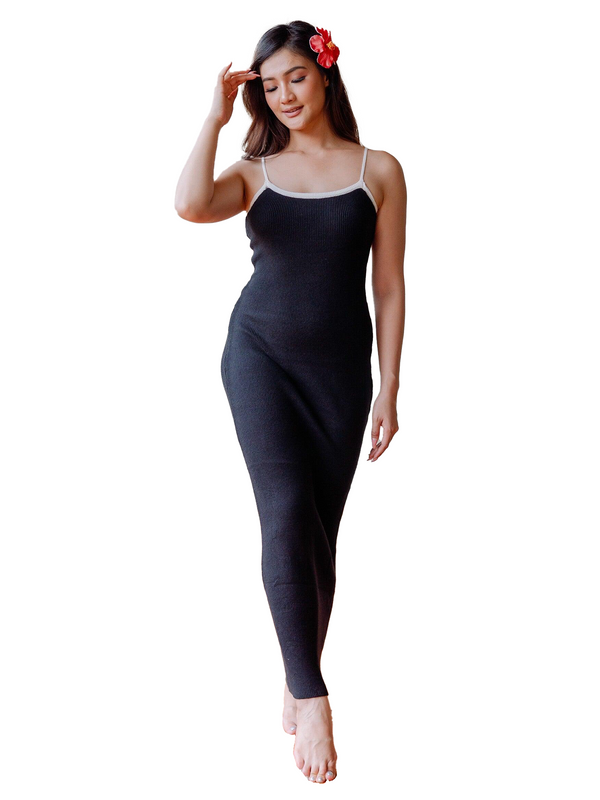 Alexandra Spaghetti Strap Bareback Maxi Dress in Black