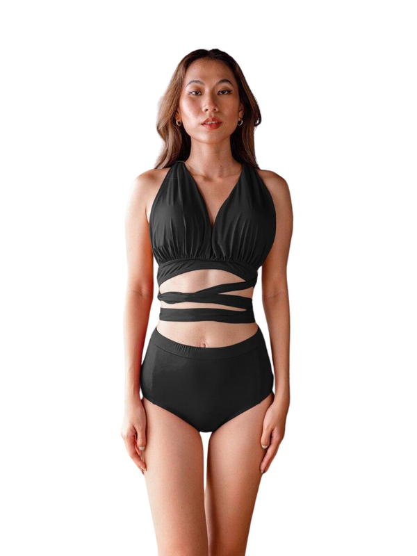 SIGNATURE INFINITY Anggun Convertible High Waist Bikini in Black