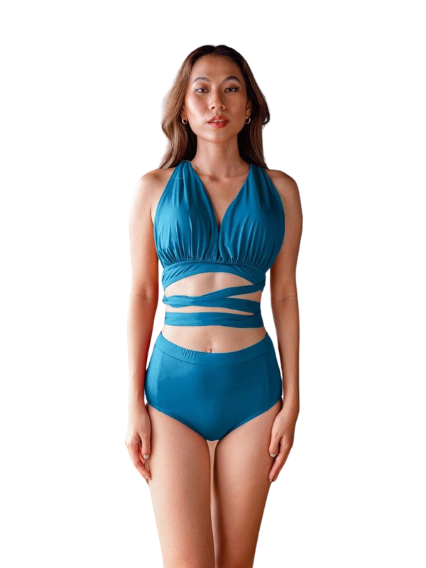 SIGNATURE INFINITY Anggun Convertible High Waist Bikini in Ocean Blue