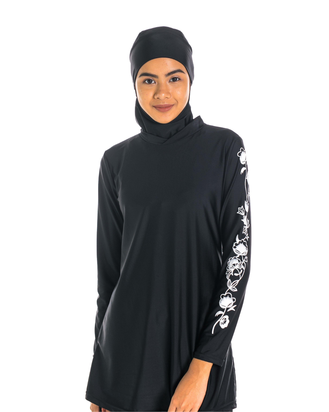Pink N' Proper - Modernly Modest Azra Floral Muslimah Swimwear Set Black (Plus Size Available) - Women Stylish Beachwear Swimwear Bikini Malaysia