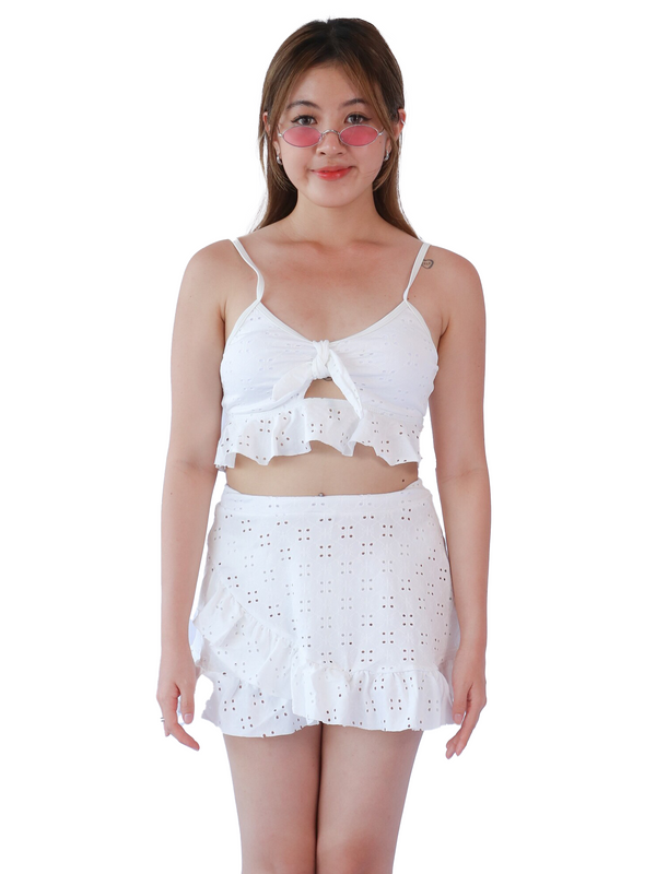 Gaia Eyelet Bikini Set in White