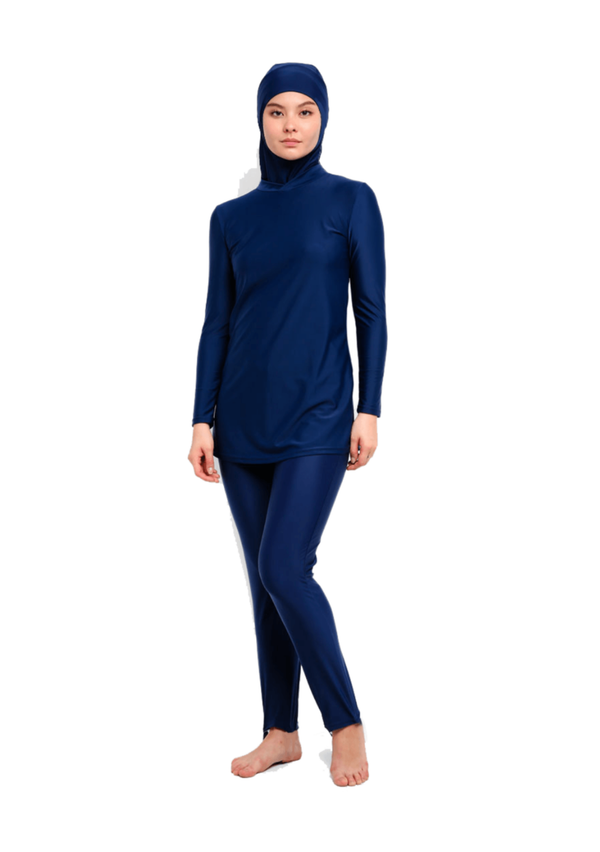 Modernly Modest Melur Muslimah Swimwear Set Navy Blue (Plus Size Available)