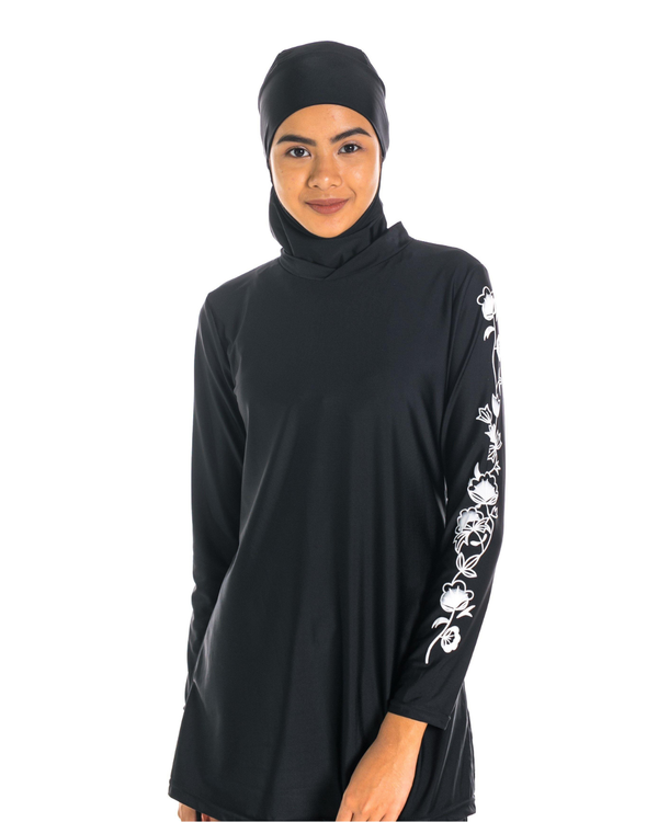 Modernly Modest Saloma Muslimah Swimwear Set Black (Plus Size Available)