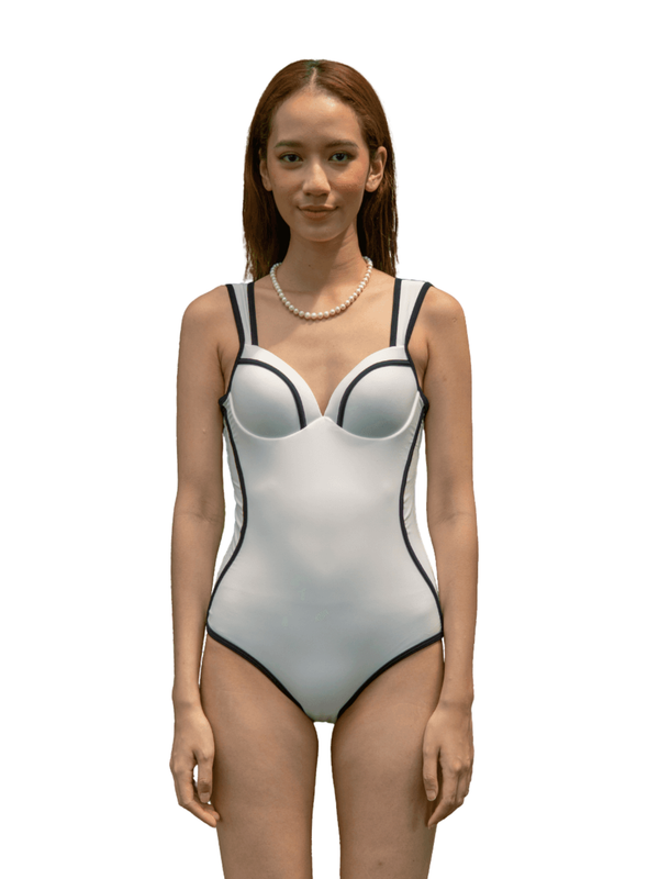 Skylar Thick Strap Push Up Underwire Moulded Cup Swimsuit in White
