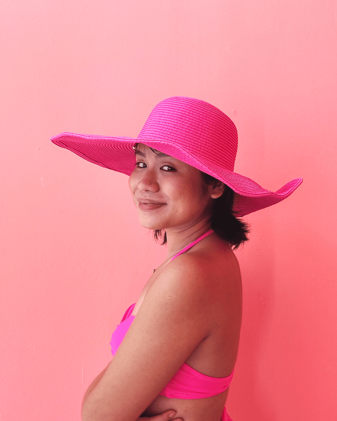 Straw Hat in Hot Dark Pink - Pink N' Proper