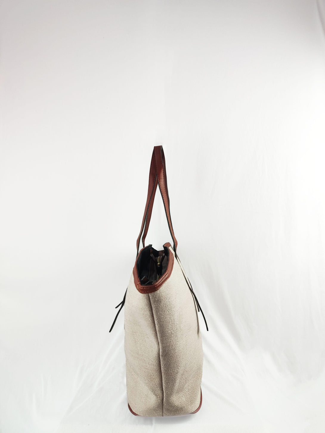 Cerelia Large Canvas Minimalist Shoulder Tote Bag in Brown Beige - Pink N' Proper