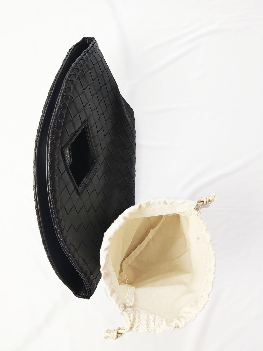 Phyllis Woven PU Leather Clutch Bag in Black - Pink N' Proper