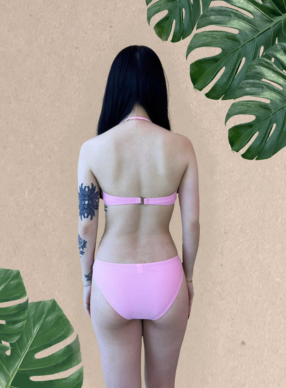 Basic Bandeau Push Up Underwire Bikini Set in Baby Pink - Pink N' Proper