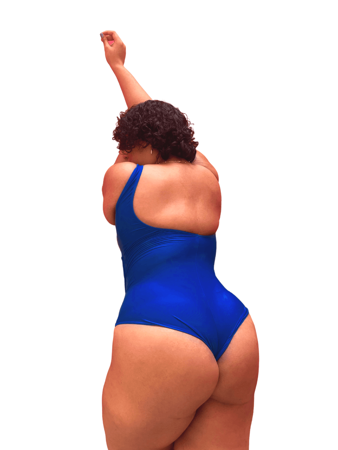 Basic Deep V Bareback Shaping Swimsuit in Classic Blue (Plus Size Available) - Pink N' Proper