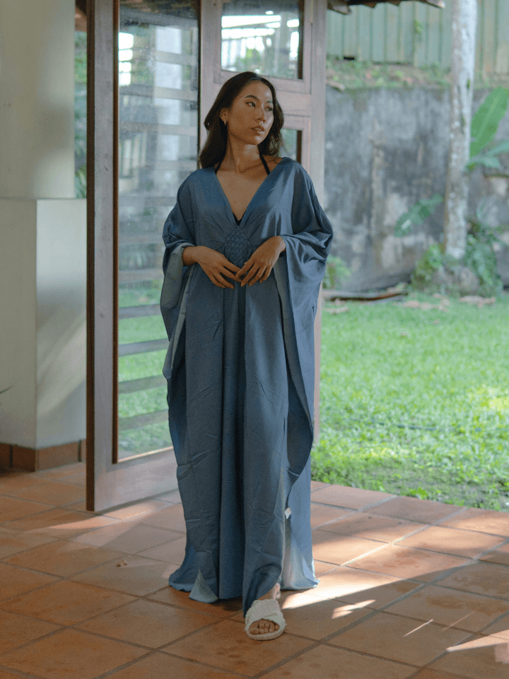 Morgan Long Kaftan in Denim Blue - Pink N' Proper