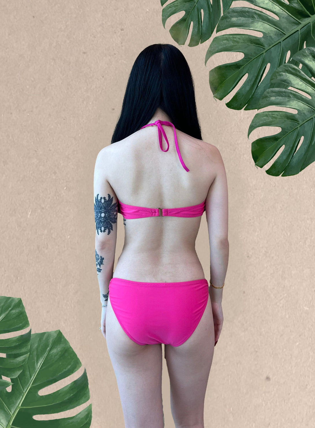 Basic Bandeau Push Up Underwire Bikini Set in Hot Pink - Pink N' Proper