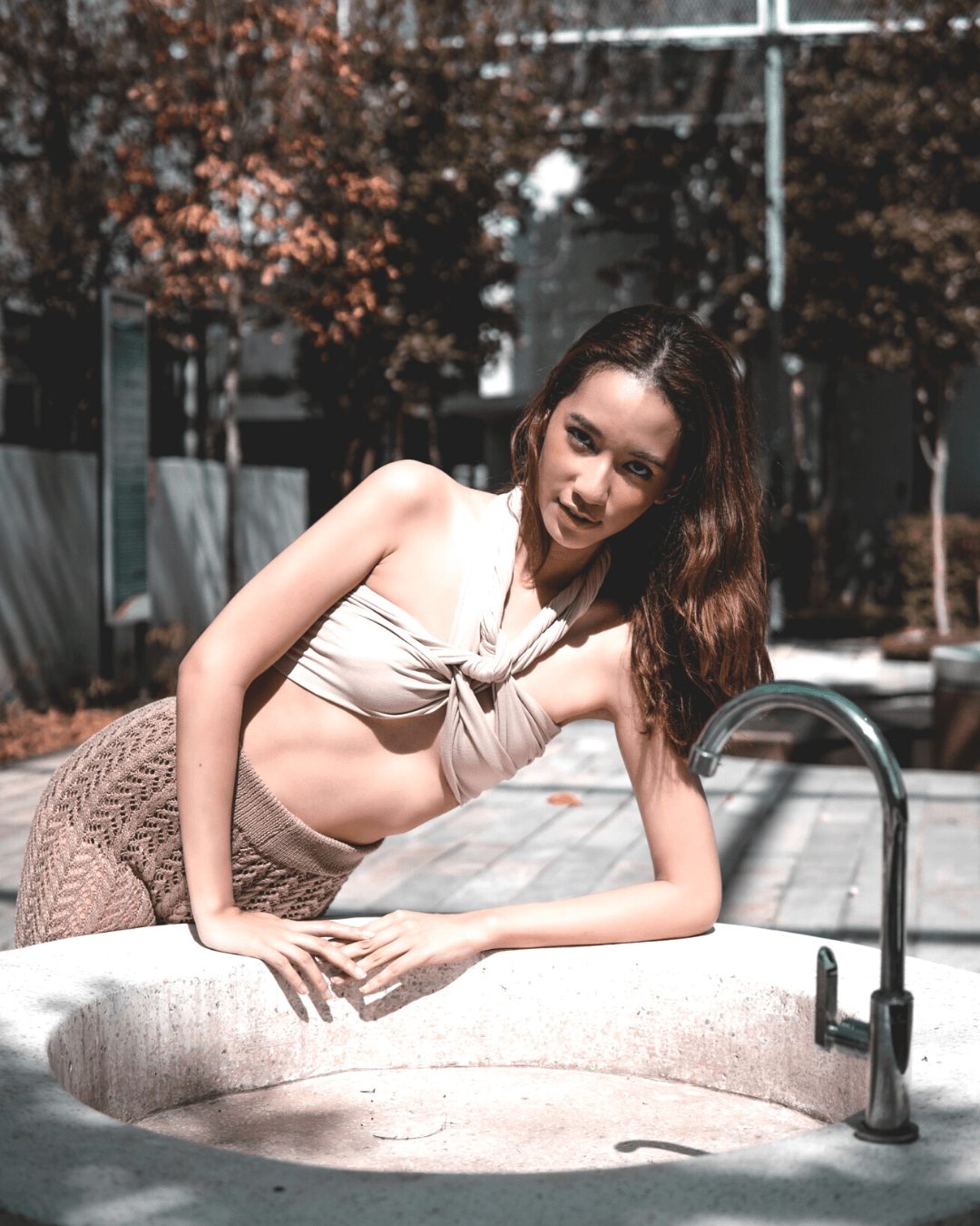 Lara Infinity Beach Top in Sand Brown - Pink N' Proper