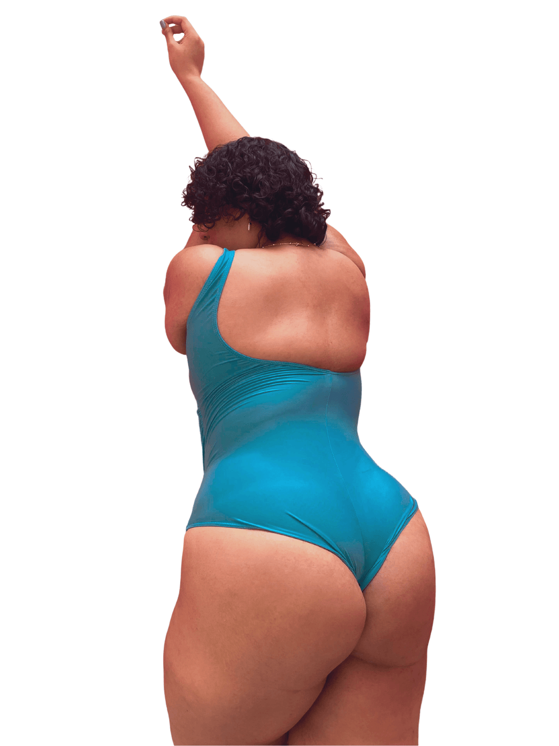 Basic Deep V Bareback Shaping Swimsuit in Teal (Plus Size Available) - Pink N' Proper