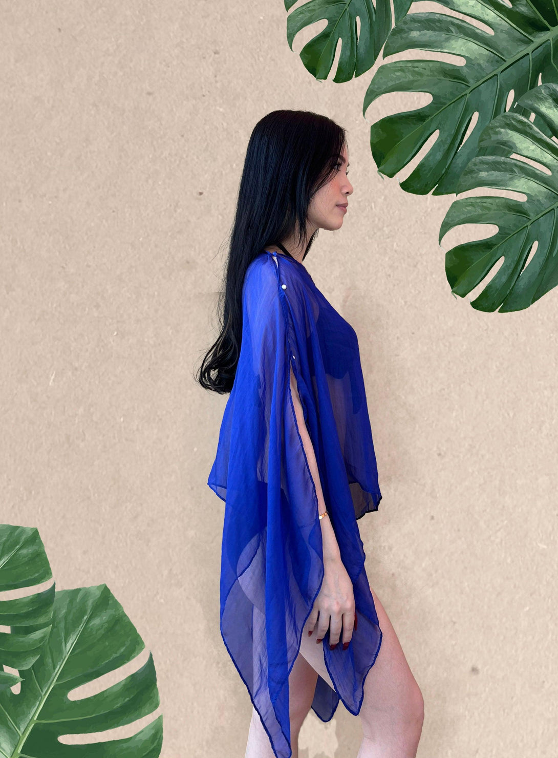 Myra Beach Chiffon Convertible Scarf Cardigan in Classic Blue - Pink N' Proper