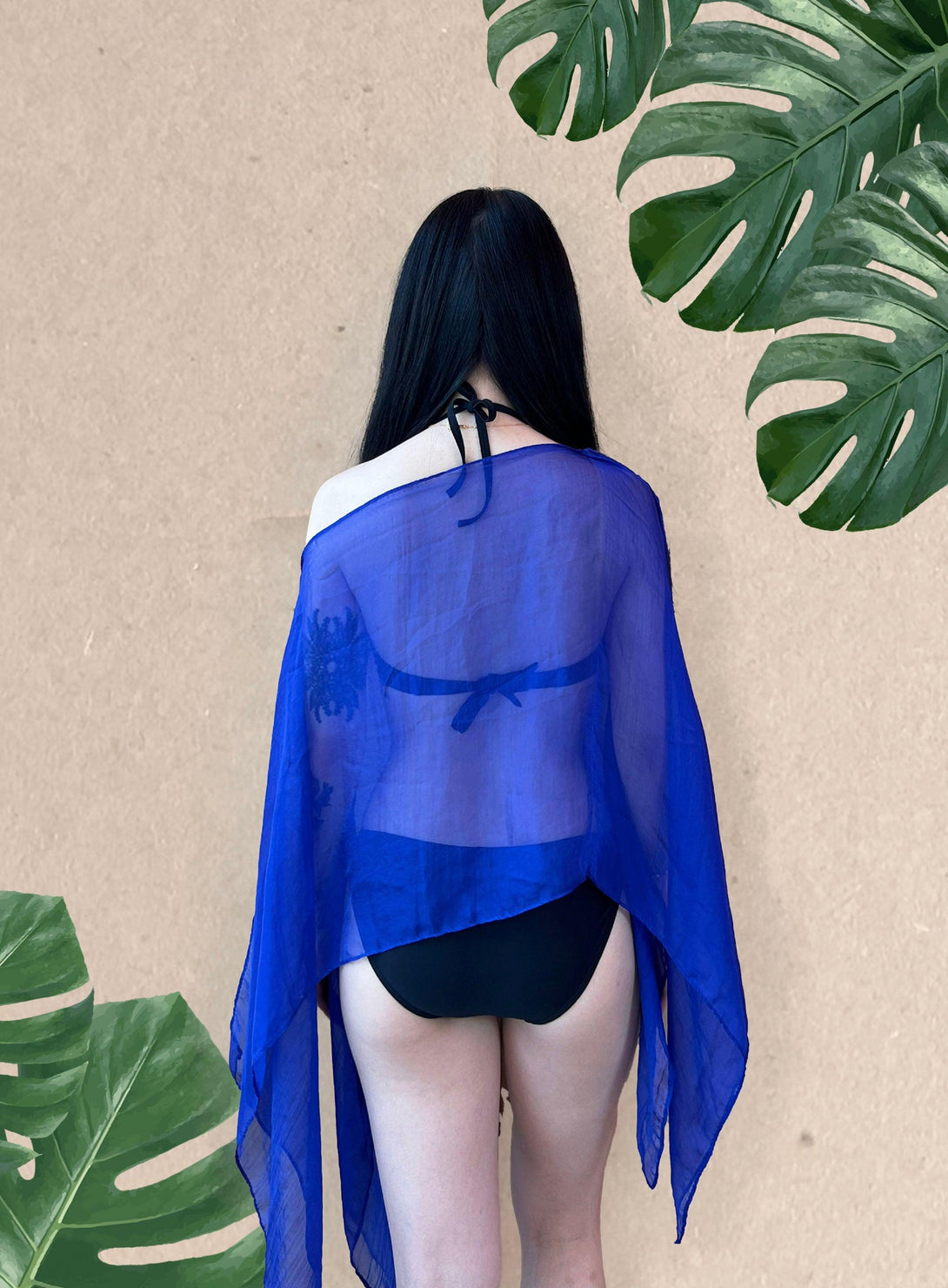 Myra Beach Chiffon Convertible Scarf Cardigan in Classic Blue - Pink N' Proper