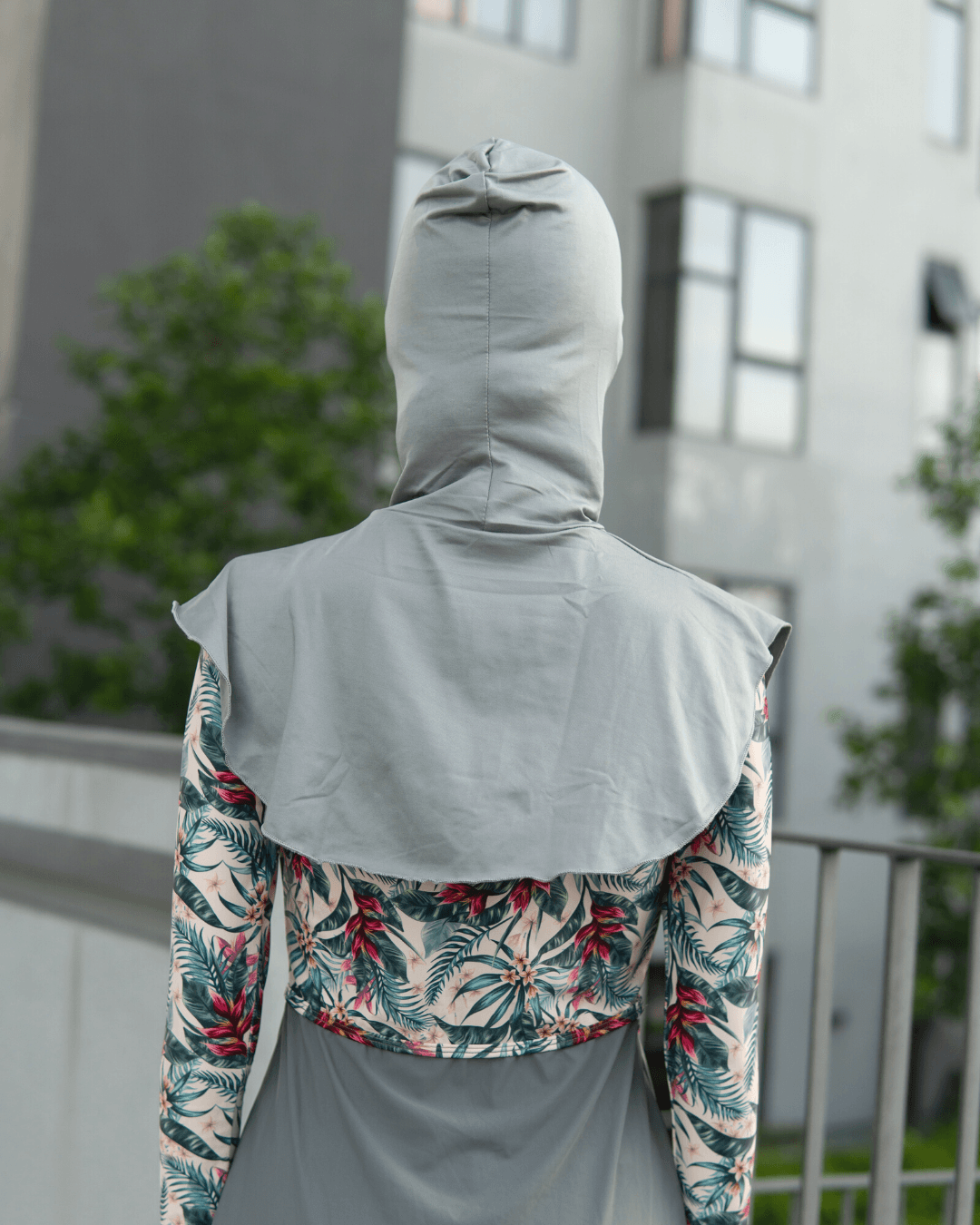 Modernly Modest Muslimah Swim Sports Hijab in Grey - Pink N' Proper