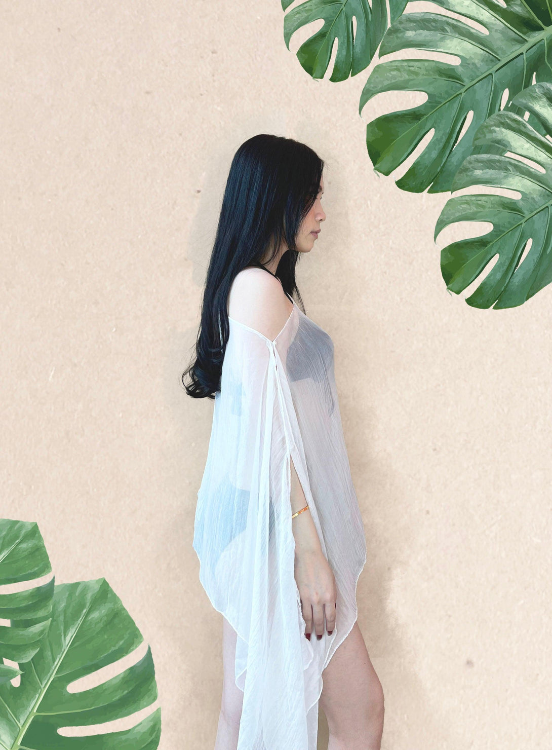 Myra Beach Chiffon Convertible Scarf Cardigan in White - Pink N' Proper