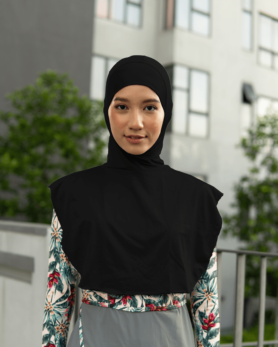 Modernly Modest Muslimah Swim Sports Hijab in Black - Pink N' Proper