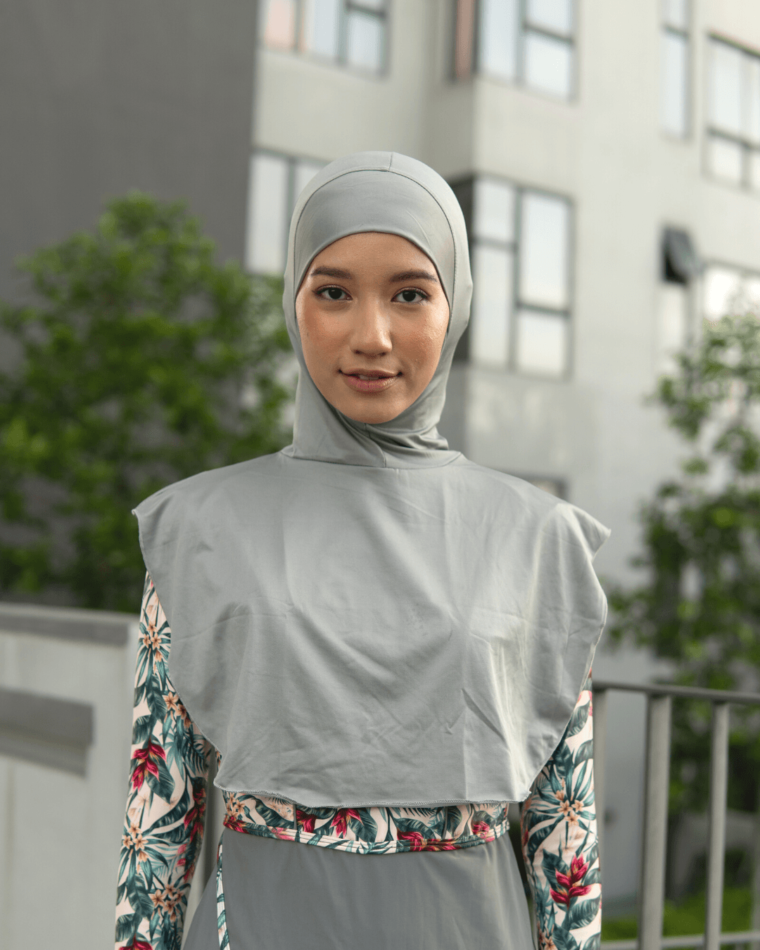 Modernly Modest Muslimah Swim Sports Hijab in Grey - Pink N' Proper
