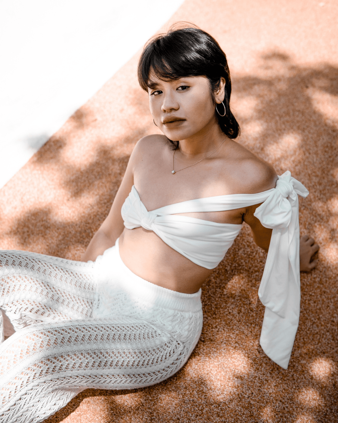 Lara Infinity Beach Top in White - Pink N' Proper