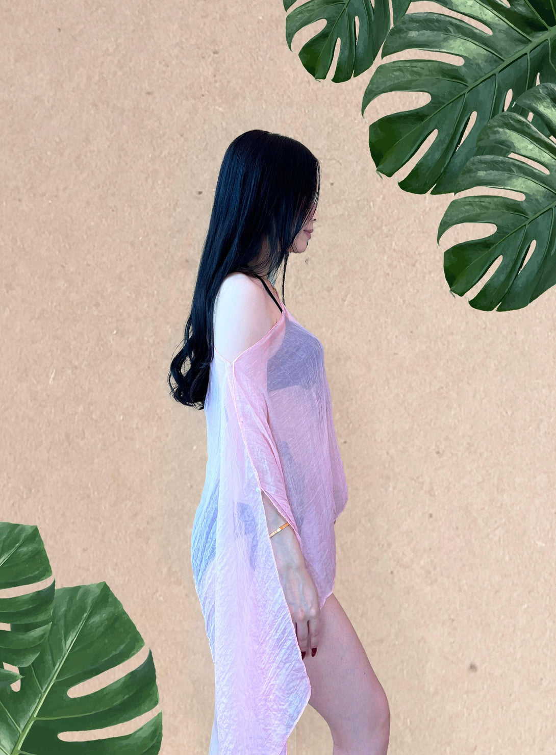 Myra Beach Chiffon Convertible Scarf Cardigan in Pink - Pink N' Proper