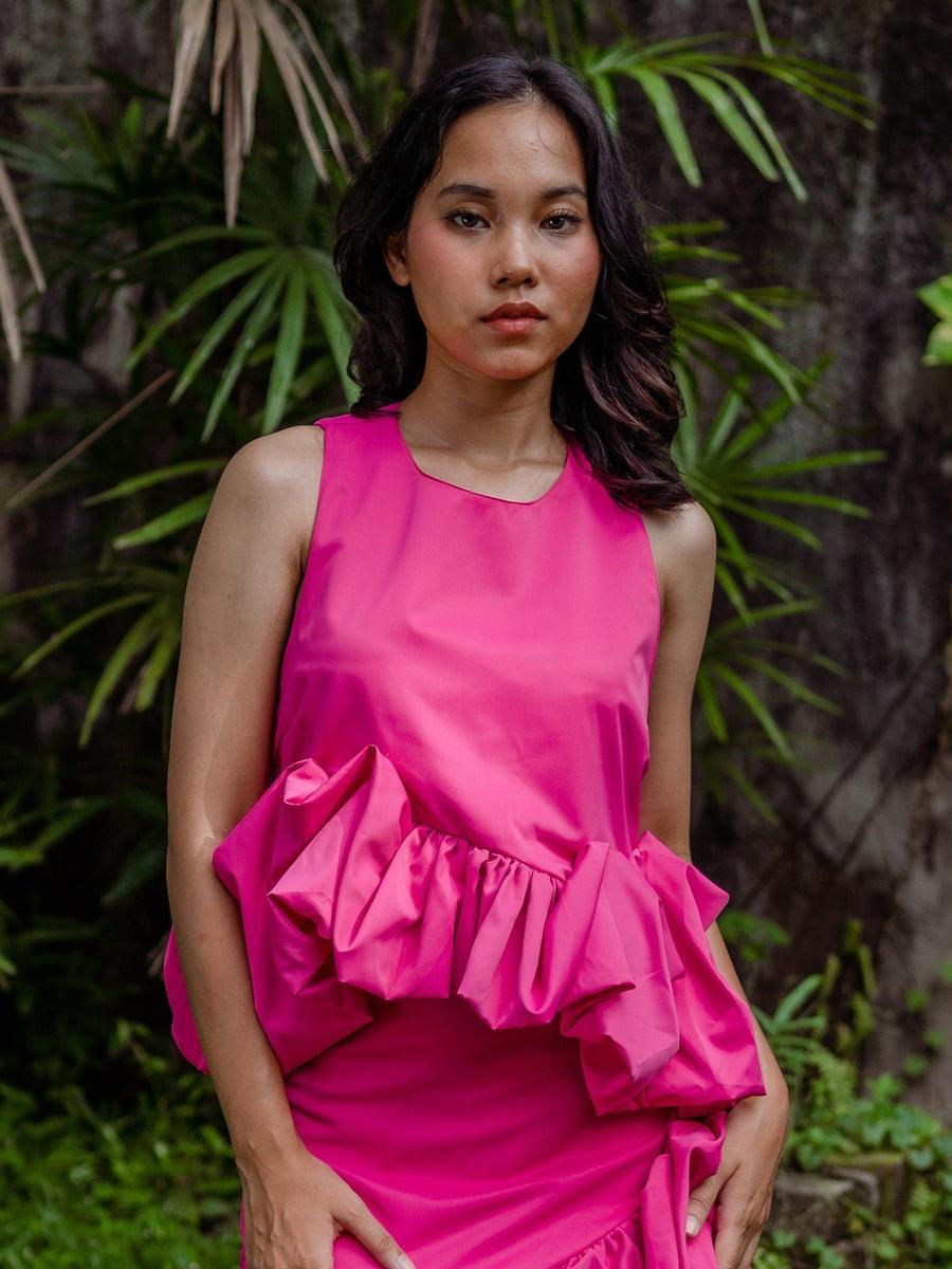 Rylee Ruffle Sleeveless Top in Hot Pink - Pink N' Proper